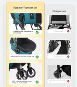 Dog Pram 3-in-1 Pet Stroller with Detachable Carrier