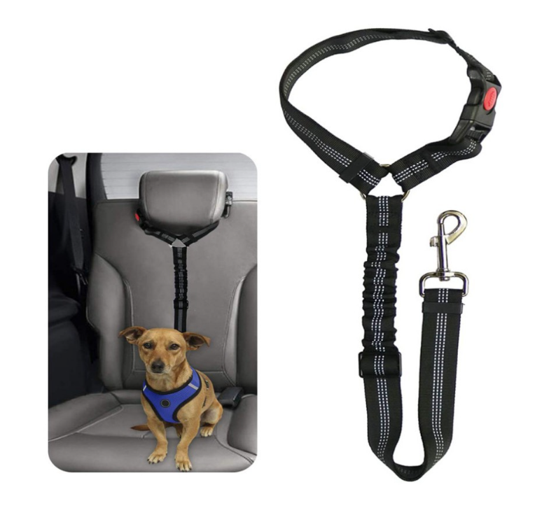 Adjustable Dog Car Seat Belt, Head Restraint