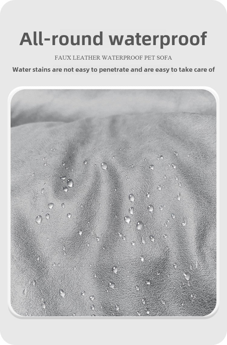Luxury Waterproof Faux Leather Dog Bed