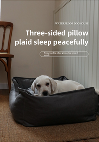 Luxury Waterproof Faux Leather Dog Bed