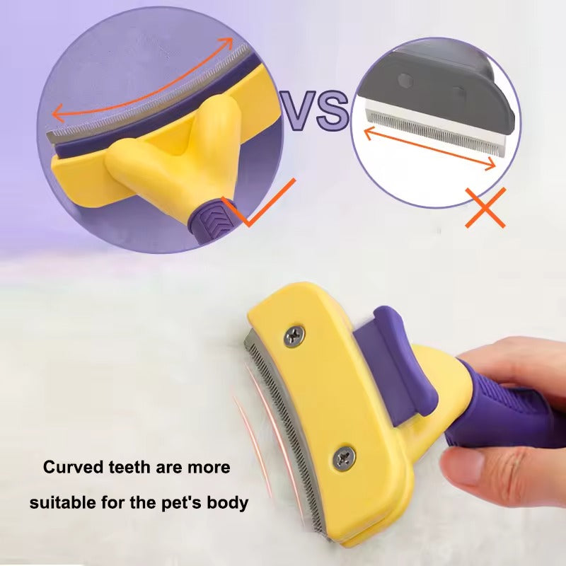 Deshedding Brush with Curved Blade for Cats and Dogs