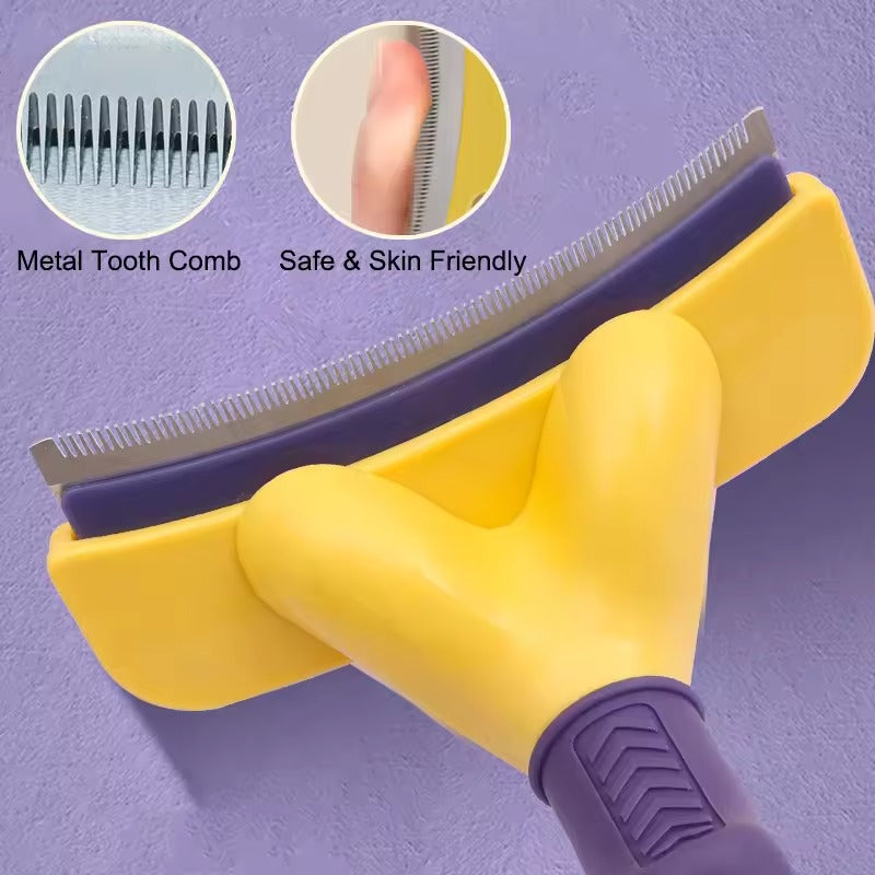 Deshedding Brush with Curved Blade for Cats and Dogs