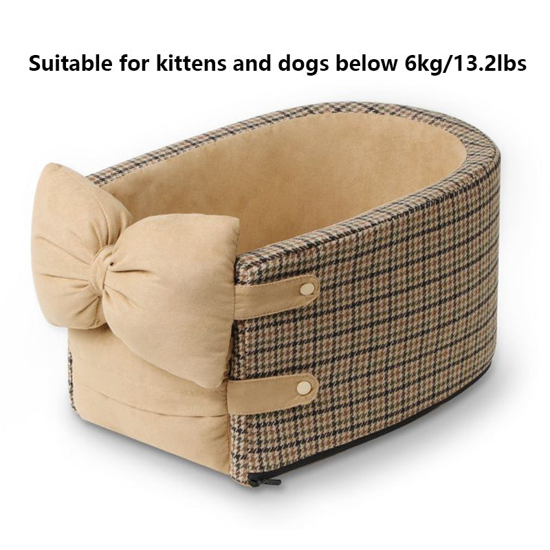 Chic Houndstooth Pet Car Seat - Perfect for Small Dogs and Kittens