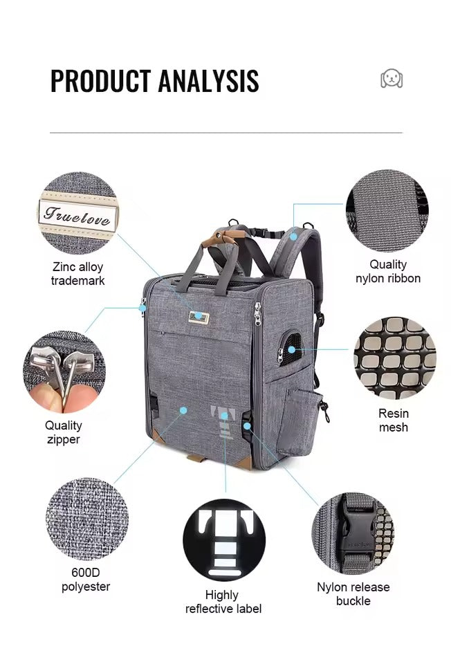 Expandable Breathable Pet Travel Backpack