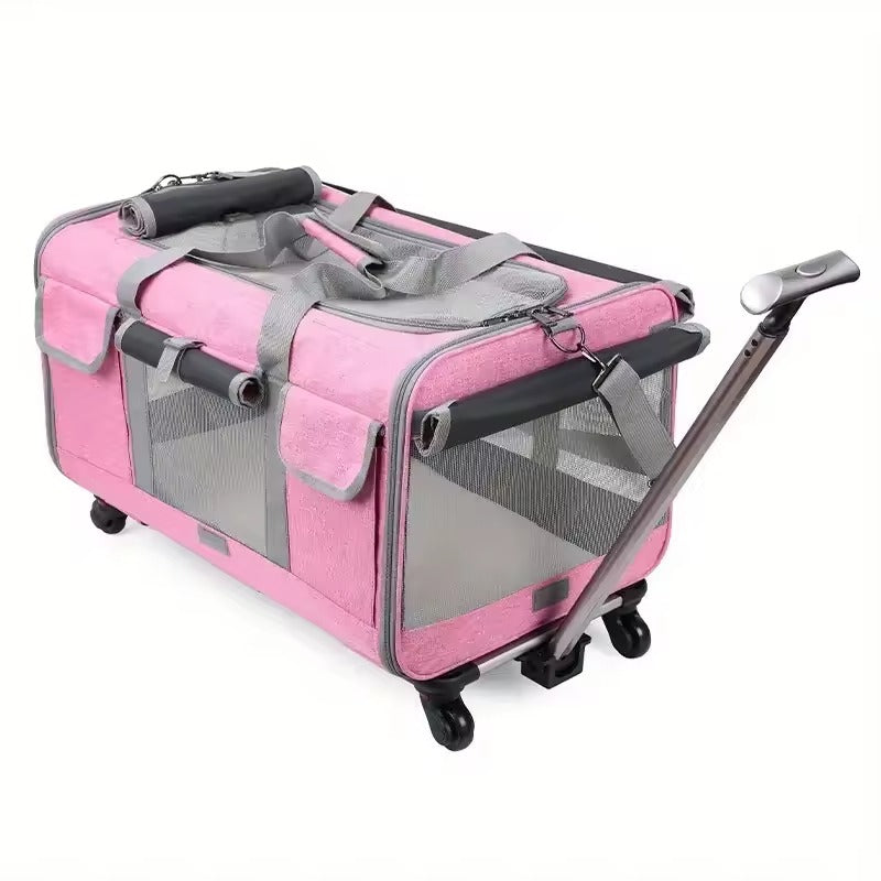 Expandable Rolling Pet Stroller with Telescopic Handle