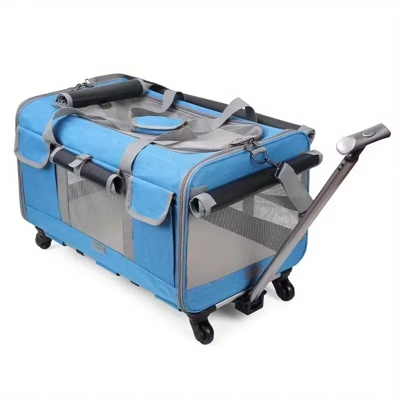 Expandable Rolling Pet Stroller with Telescopic Handle