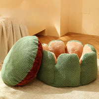 Plush Flower-Shaped Cat Bed with Raised Petal Sides