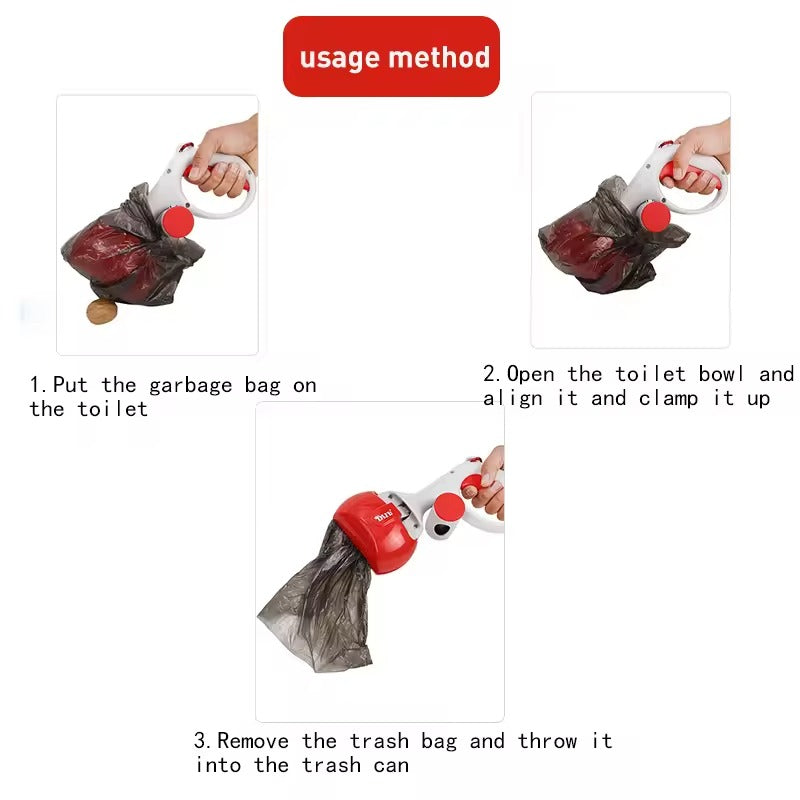 Dog Poop Scooper with Built-In Bag Dispenser+Free 6 Rolls