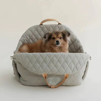 Deluxe Quilted Dog Car Seat and Carrier - Comfort and Style for Your Pet's Travel