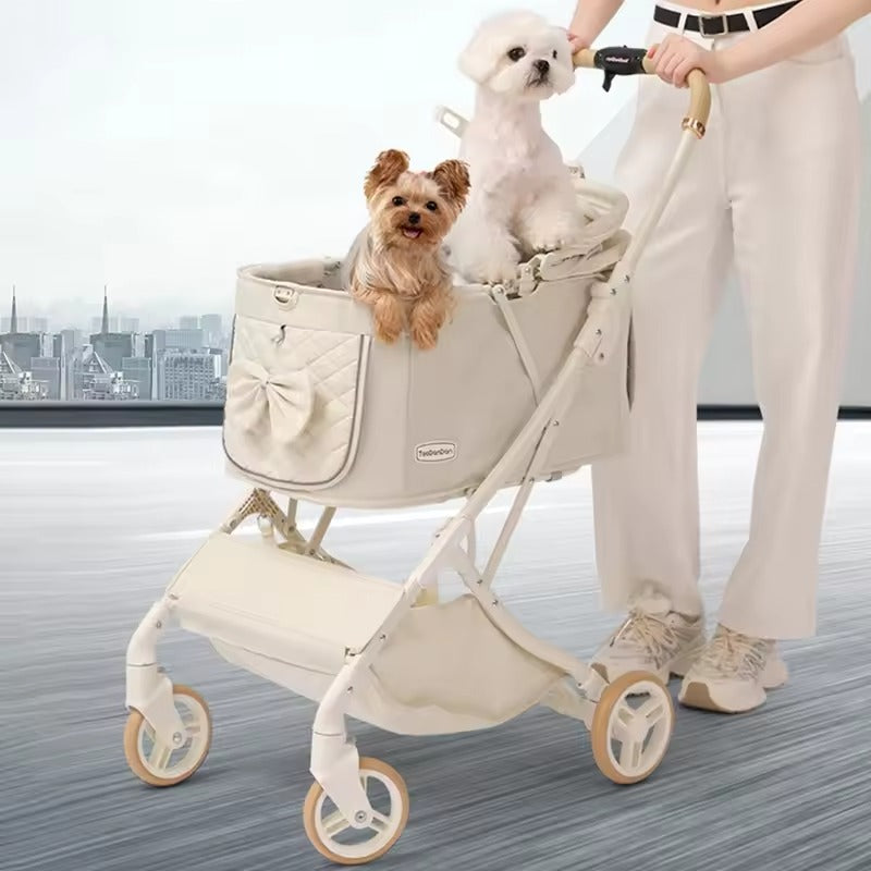 Luxury Foldable Pet Stroller with Spacious Carrier