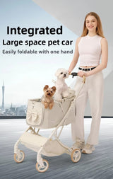 Luxury Foldable Pet Stroller with Spacious Carrier