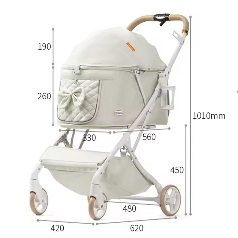 Luxury Foldable Pet Stroller with Spacious Carrier