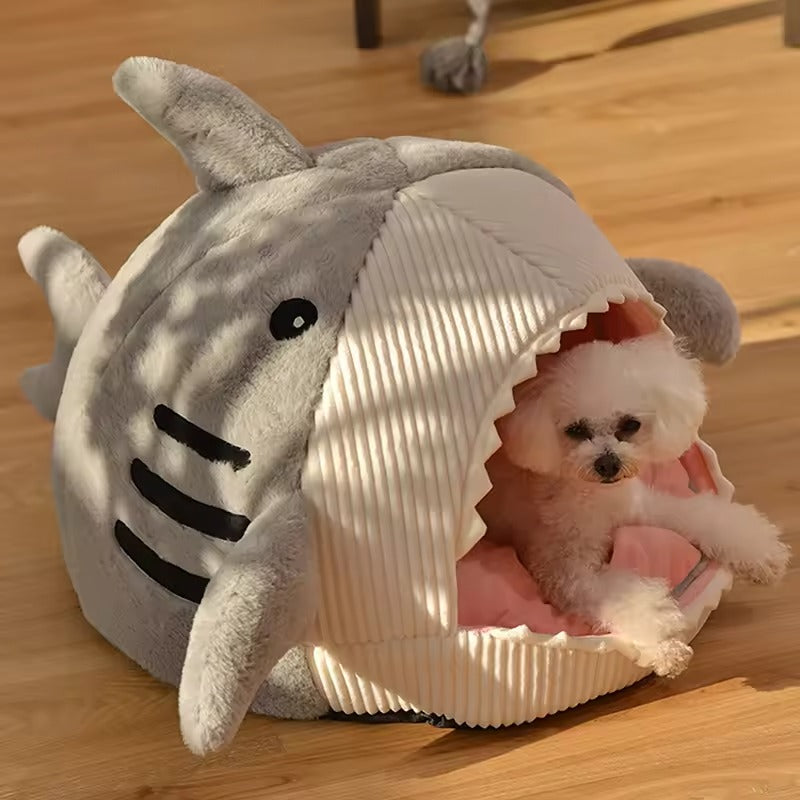 Shark Shaped Cat Bed with Soft Cushion
