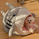 Shark Shaped Cat Bed with Soft Cushion