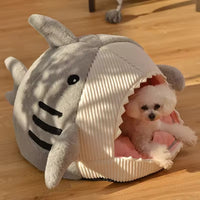 Shark Shaped Cat Bed with Soft Cushion