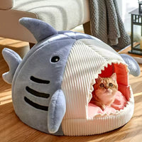 Shark Shaped Cat Bed with Soft Cushion