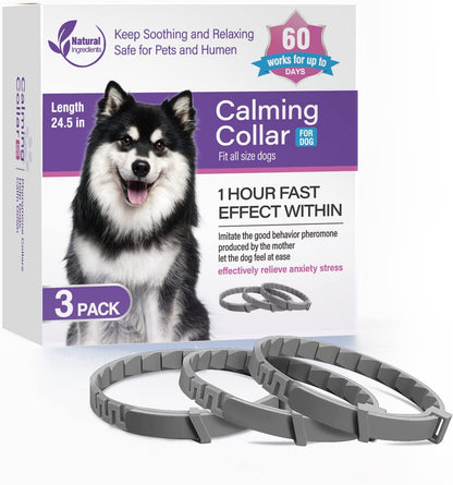 Calming Collar for Dogs, 3 Pack Collars for Dogs, Reduce Pet Anxiety with Effect Pheromone, Safe and Waterproof Calm Collar