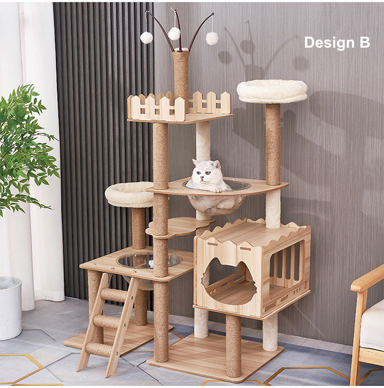 Luxurious Cat Tree Tower with Transparent Pods