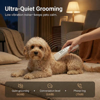 Premium Dog Hair Trimmer Quiet 3 Speed Ceramic Blade USB C Kit
