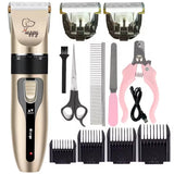 Cordless Dog Hair Trimmer Clippers Set with Precision Blades and 4 Guide Combs