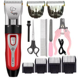 Cordless Dog Hair Trimmer Clippers Set with Precision Blades and 4 Guide Combs