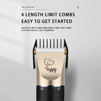 Cordless Dog Hair Trimmer Clippers Set with Precision Blades and 4 Guide Combs