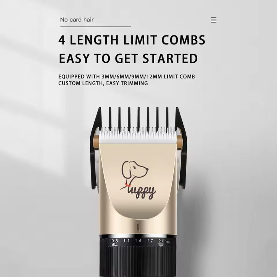 Cordless Dog Hair Trimmer Clippers Set with Precision Blades and 4 Guide Combs