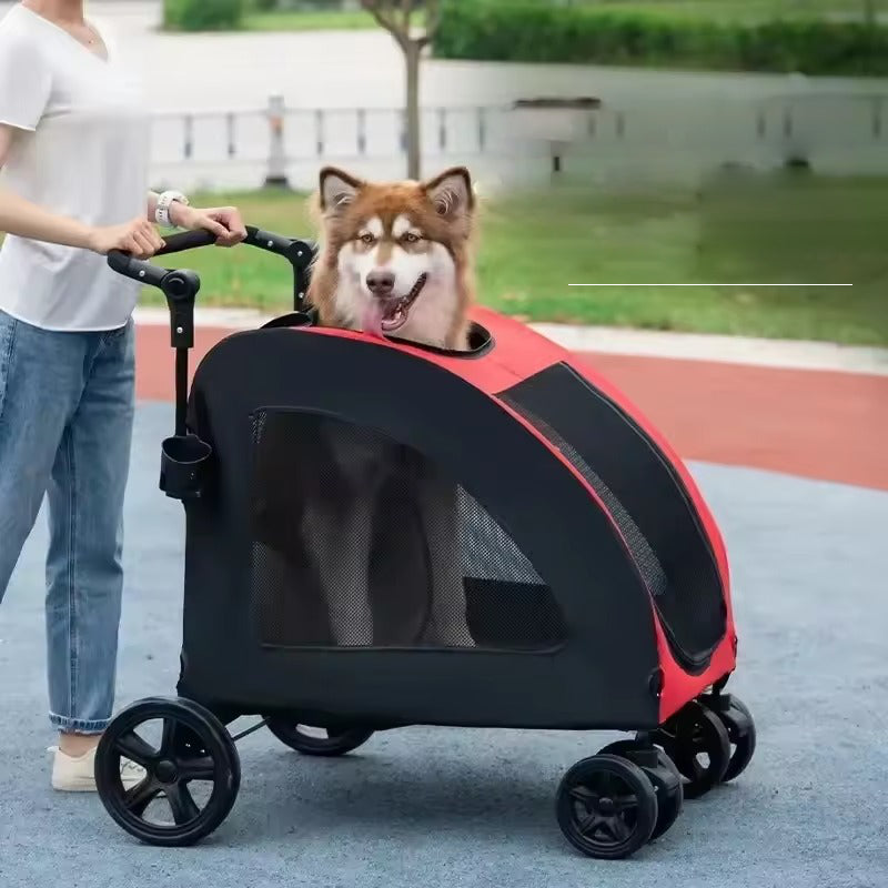 Large Dog Stroller with Mesh Ventilation