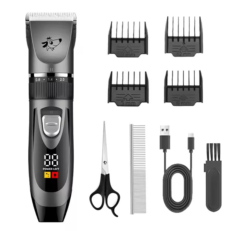 Pet Hair Clipper with LCD – Rechargeable Trimmer for Dogs and Cats