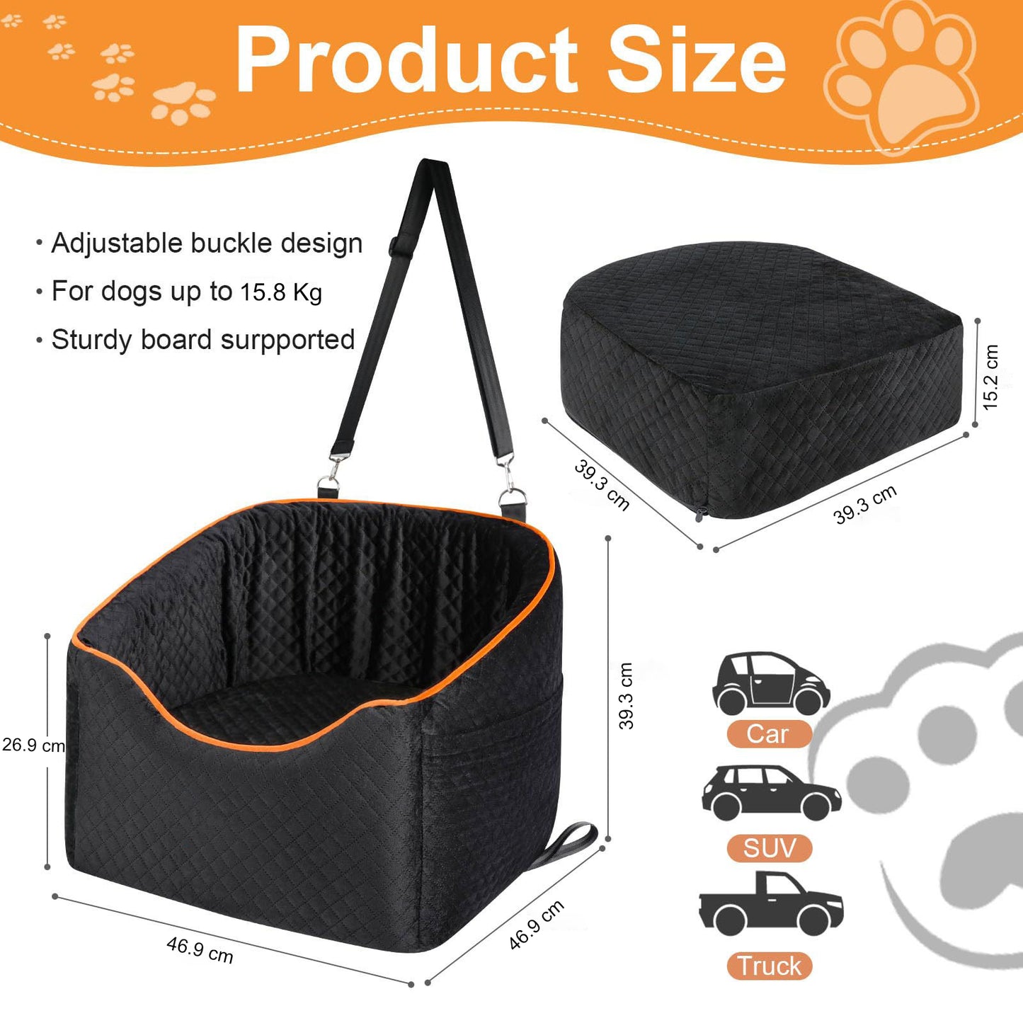 Elevated Dog Booster Seat for Car Travel