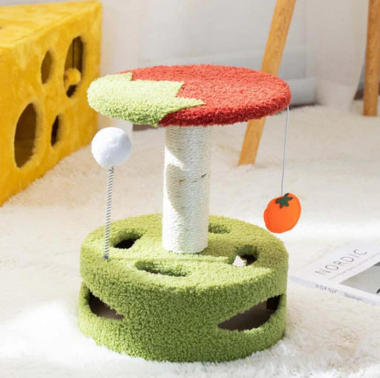 Playful Cat Scratching Post