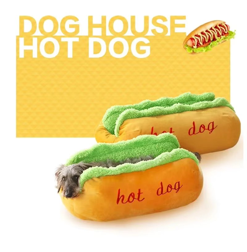 Dog Bed Hot Dog Shape – Plush Comfort for Dogs and Cats