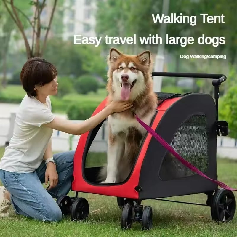 Large Dog Stroller with Mesh Ventilation