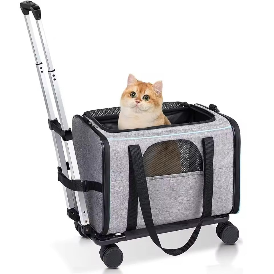 Pet Travel Trolley Carrier with Wheels – Portable Design