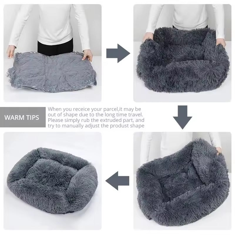 Plush Calming Dog Bed – Soft Fluffy and Supportive