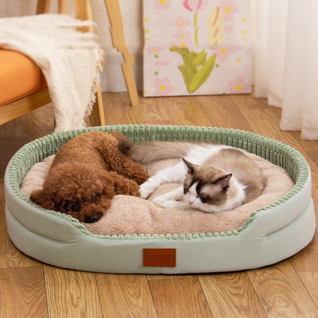 Luxurious Striped Calming Dog and Cat Bed