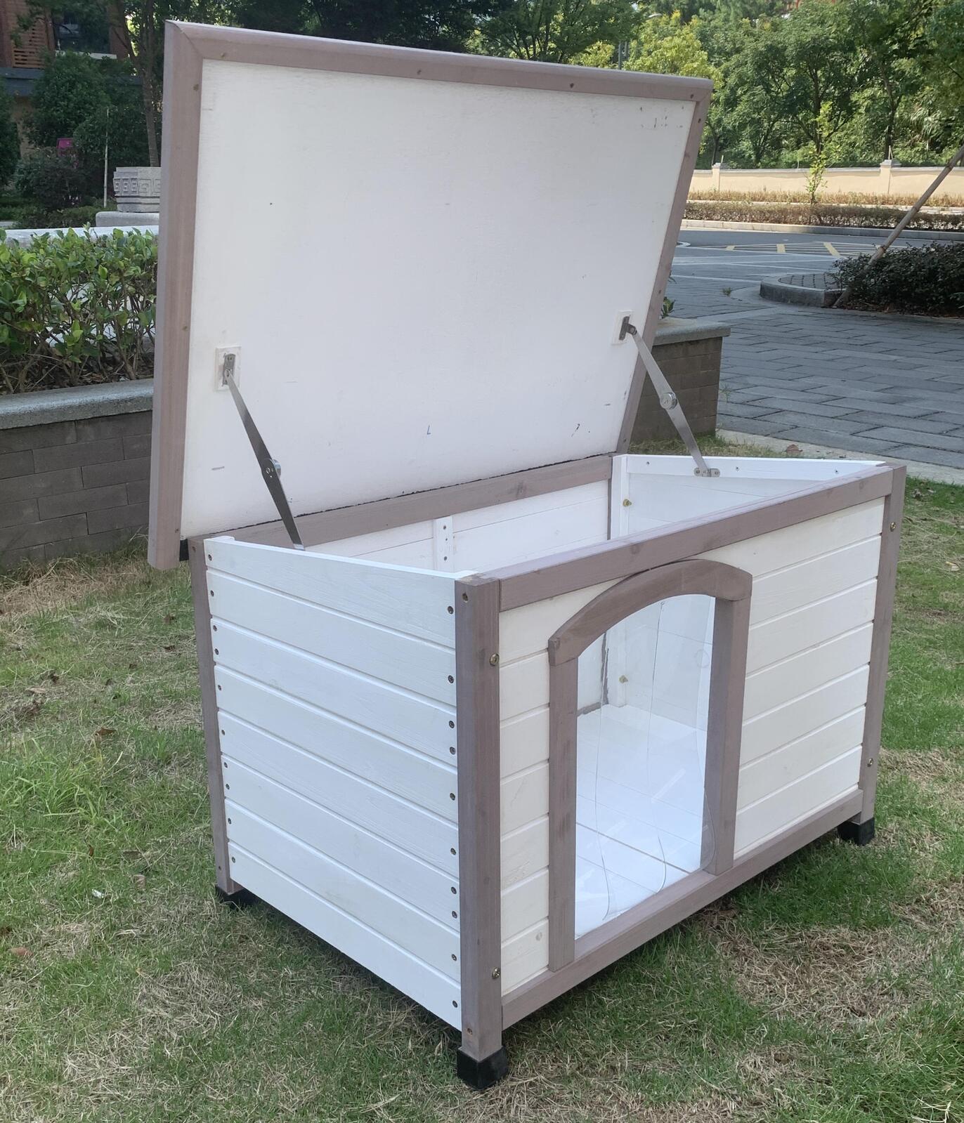 Weatherproof Wooden Dog Kennel with Lift-Up Roof