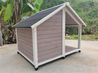 Spacious Wooden Outdoor Dog Kennel with Covered Porch For Large Dogs