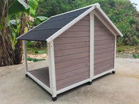 Spacious Wooden Outdoor Dog Kennel with Covered Porch For Large Dogs