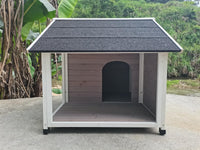 Spacious Wooden Outdoor Dog Kennel with Covered Porch For Large Dogs