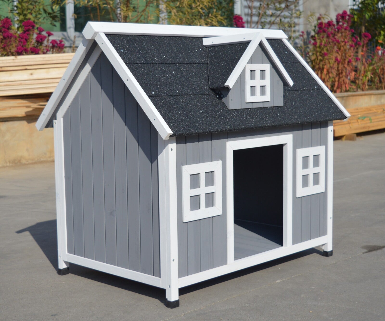 Luxury Timber Cottage Dog House with Weatherproof Roof