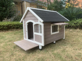 Weather-Resistant Wooden Dog Kennel - Raised Base and Asphalt Roof