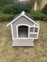 Weather-Resistant Wooden Dog Kennel - Raised Base and Asphalt Roof