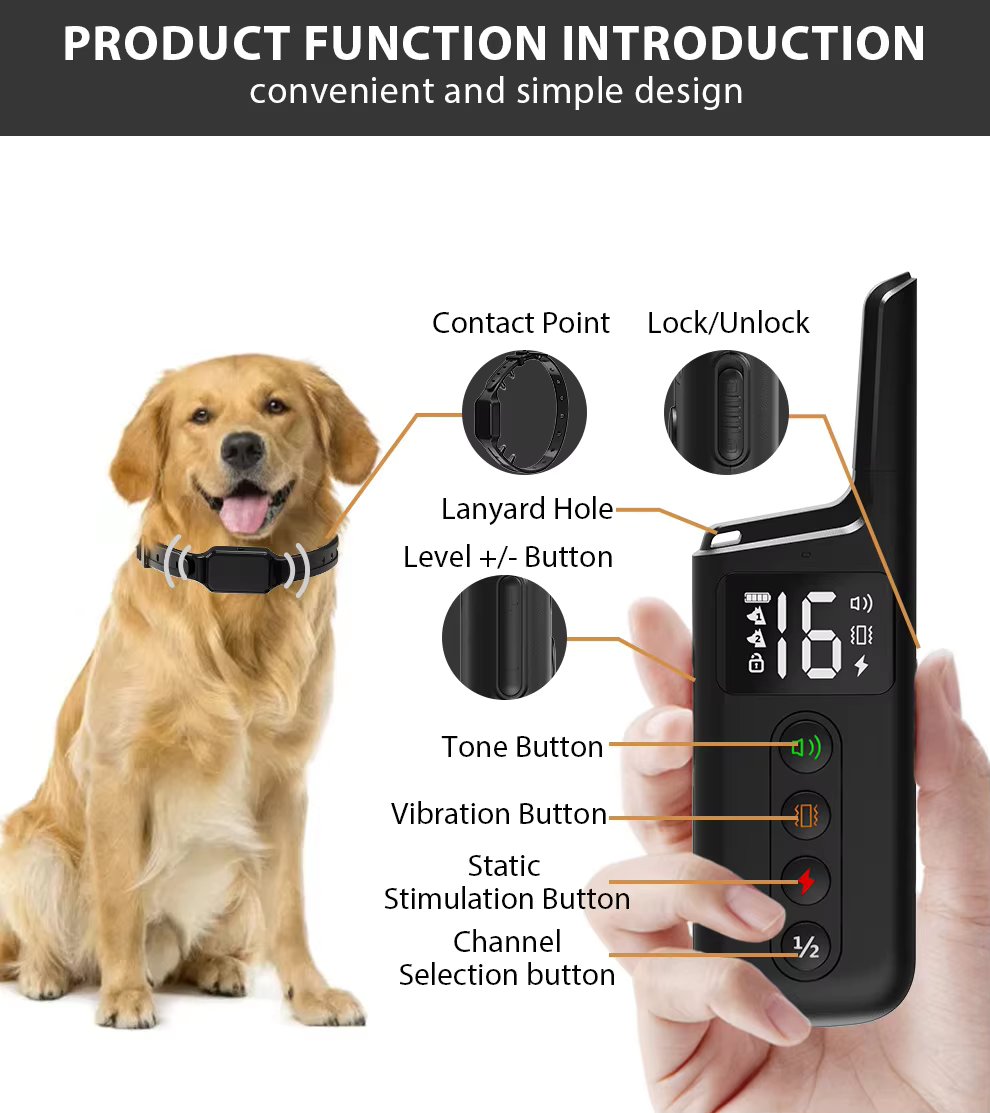 Dog Training Collar with 3 Modes, 330 m Range, and Waterproof Receiver